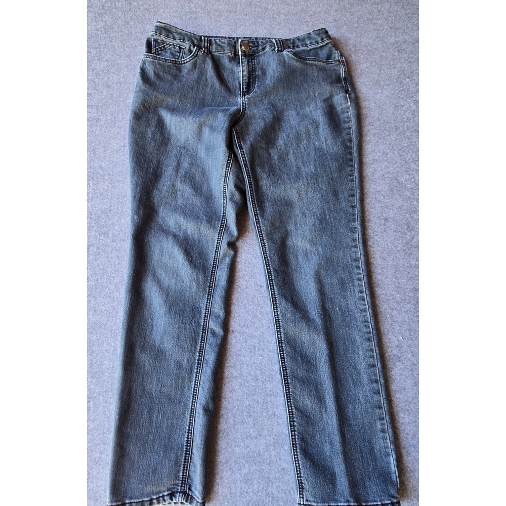 Christopher & Banks Women's Straight Jeans Size 12 Medium Wash Stretch 34x29